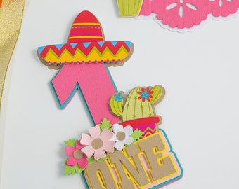 ONE Fiesta Cake topper. One Fiesta High Chair Banner, Fiesta Cake Topper, fiesta birthday, first fiesta, mexican birthday