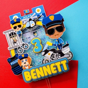 police cake topper, sergeant police cake topper, police officer cake topper, kids police cake topper, police party, police birthday
