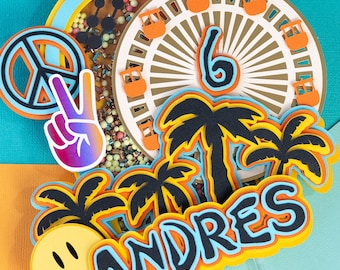 Adorno para tarta de noria, adorno para tarta de parque de atracciones, adorno para tarta de festival