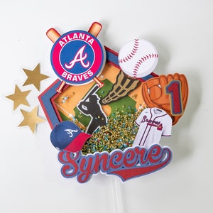 Topper de pastel Shaker 3D, topper de pastel temático de béisbol, topper de pastel deportivo personalizado, fiesta de cumpleaños de béisbol, agitadores de toppers, topper de pastel de béisbol