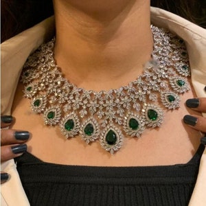 CZ Diamond Choker Set Emerald Diamond Choker Real Diamond