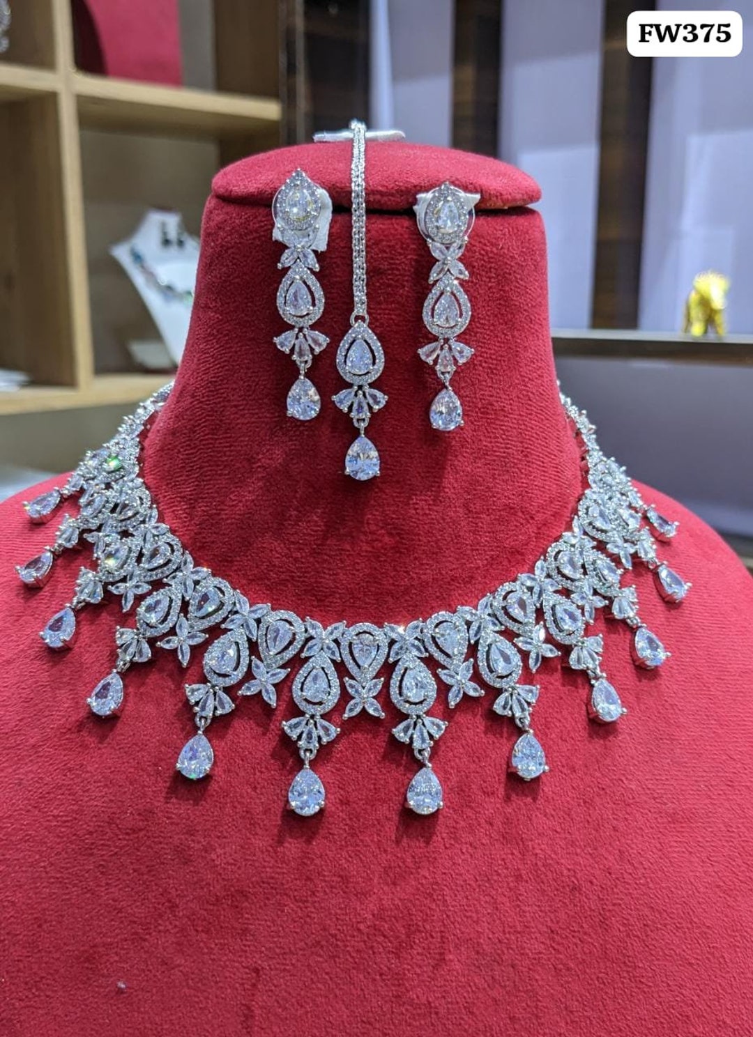 CZ Diamond Choker Set With Mangtika / All Color Diamond Choker/ Real ...