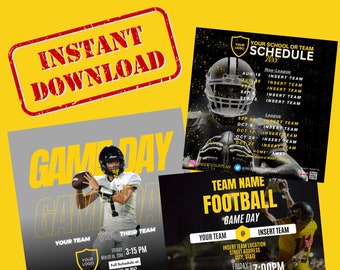 EDITABLE Canva Sports Football Schedule and Game Day Graphics Package for Facebook, Instagram, or other social media platforms