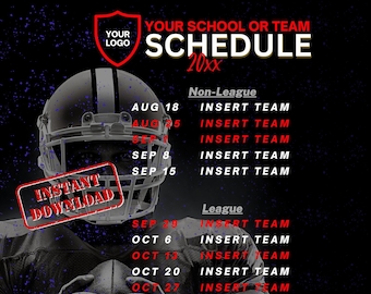 Editable Football Schedule Template DIY Canva Football Schedule