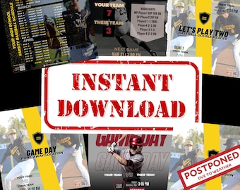Editable Baseball Canva Templates, Social Media Graphics Pack, Game Day and Schedule Set for Youth Sports Teams and Coaches