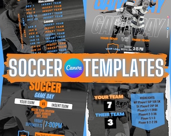 Sports Social Media Pack - Boost Your Game Day Marketing with Editable Canva Templates Set for Soccer