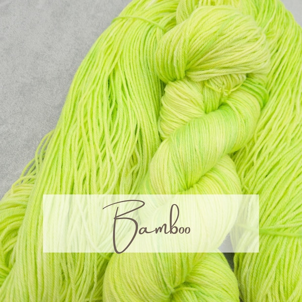 100g skein of hand dyed bamboo yarn "Lime Pop"