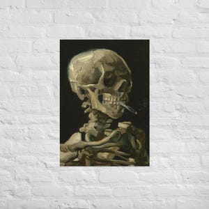 Van Gogh Skeleton with Cigarette Poster – Gothic Art Print – Dark Academia Decor – Skull Wall Art – Edgy Vintage Fine Art Gift
