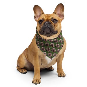 Pug Face Bandana: Green All-Over Print Dog Lover Gift