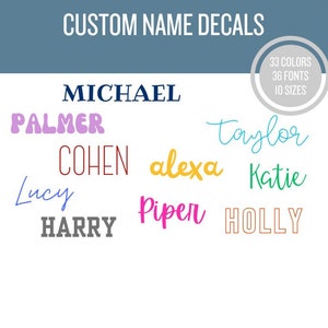 Calcomanías de nombre de vinilo personalizado boda niños despedida de soltera soltero