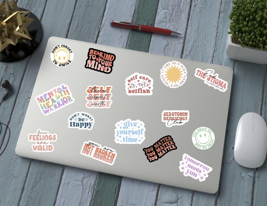 Mental Health Sticker Pack Inspirational Water Resistant Water Bottle ...
