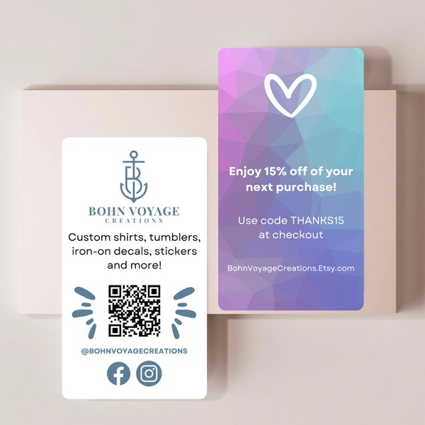 Custom Business Cards | Personalized QR Code Card | Social Media Card | Double Sided Business Cards | Thank You Card | Calling Card