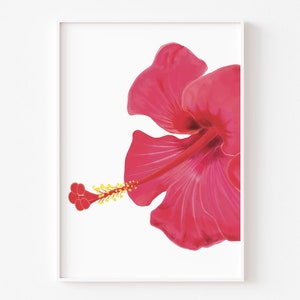 Hibiscus Flower Wall Art, Hibiscus Painting, Red Flower Print, Original Art, Floral Wall Decor, Botanical Art, Tropical Wall Art, Summer Art