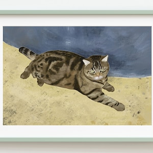 Tabby Cat Print, Cat Decor, Tabby Cat Artwork, Cat Person Gift, Tabby Cat Painting, Cute Kitten Illustration, Cat Themed Gift, Cat Wall Art