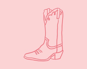 Hand Illustrated Cowboy Boot Digital Download