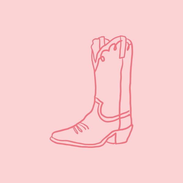 Hand Illustrated Cowboy Boot Digital Download