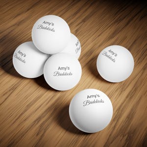 Personalized Ping Pong Balls, Bridekicks Themed, Wedding Table Decor, Party Favor, Bridal Shower Gift, Set of 6