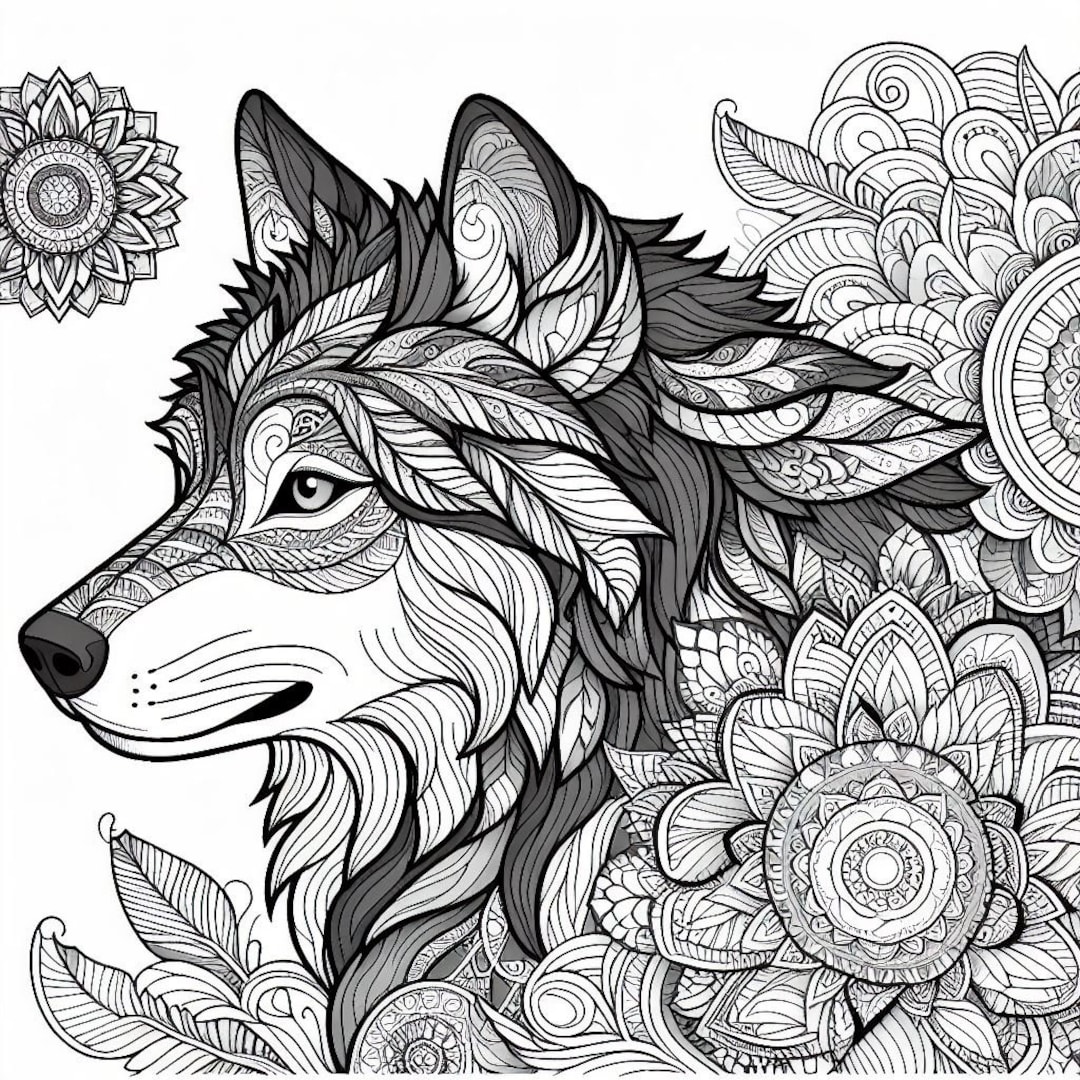 ★【ART WORKS 】ウルフアンテッド Mandala Wolf, and Fox Coloring Pages, Discover Serenity in