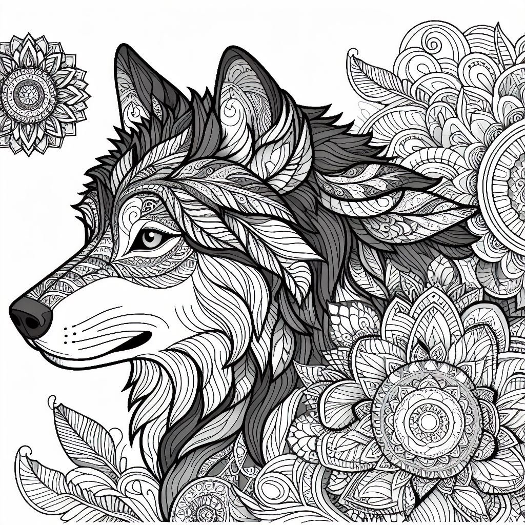 ★【ART WORKS 】ウルフアンテッド Mandala Wolf, and Fox Coloring Pages, Discover Serenity in