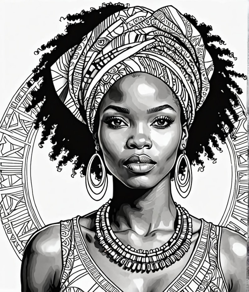 African Queen Coloring Pages Etsy