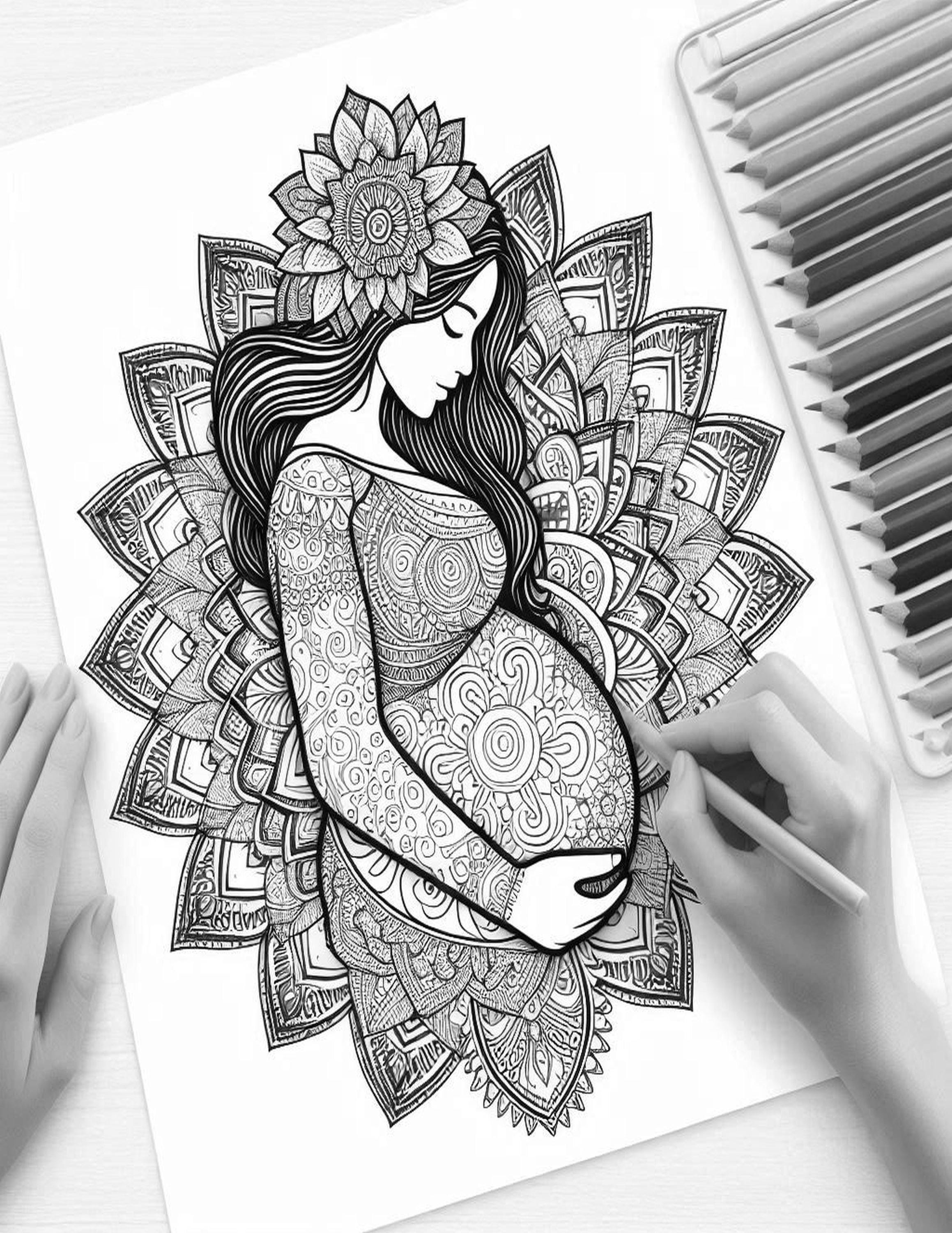 Sacred Expectancy, Mandala Pregnant Women Coloring Pages - Etsy