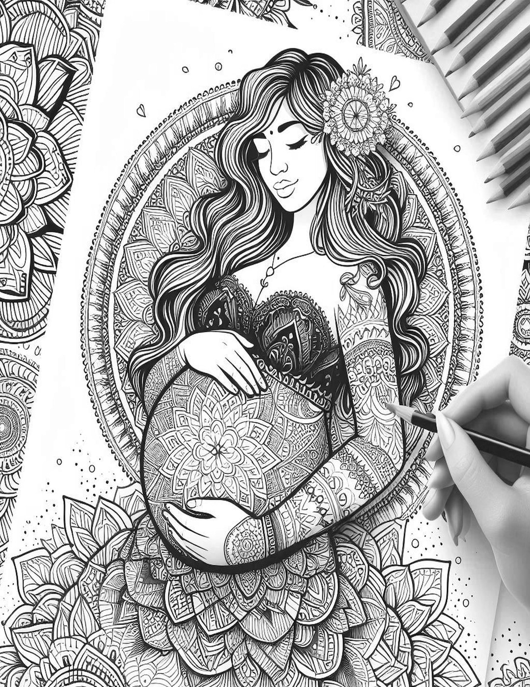 Sacred Expectancy, Mandala Pregnant Women Coloring Pages - Etsy