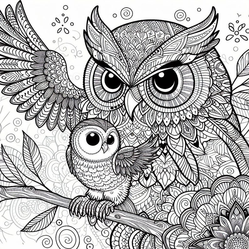 Enchanting Mandala Owl Coloring Pages - Etsy