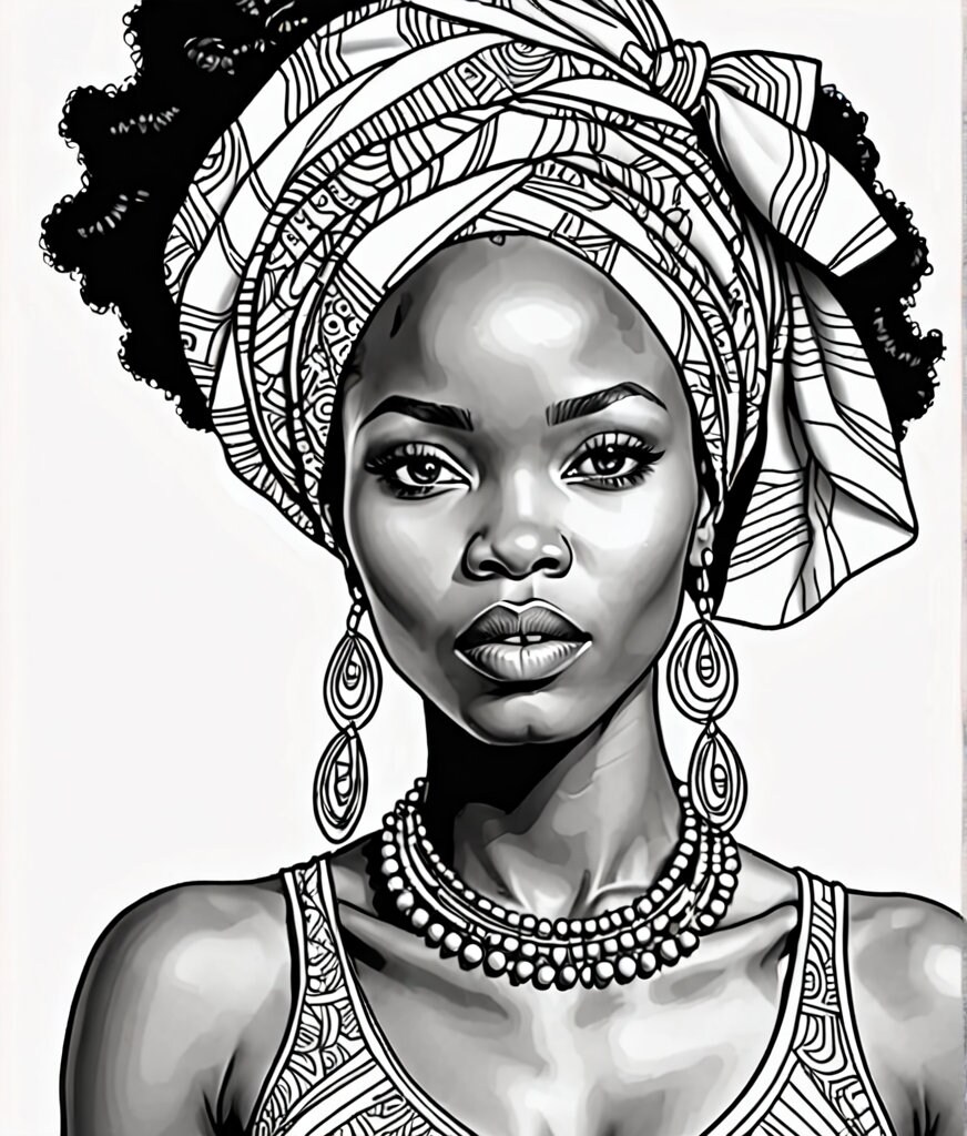 African Queen Coloring Pages - Etsy