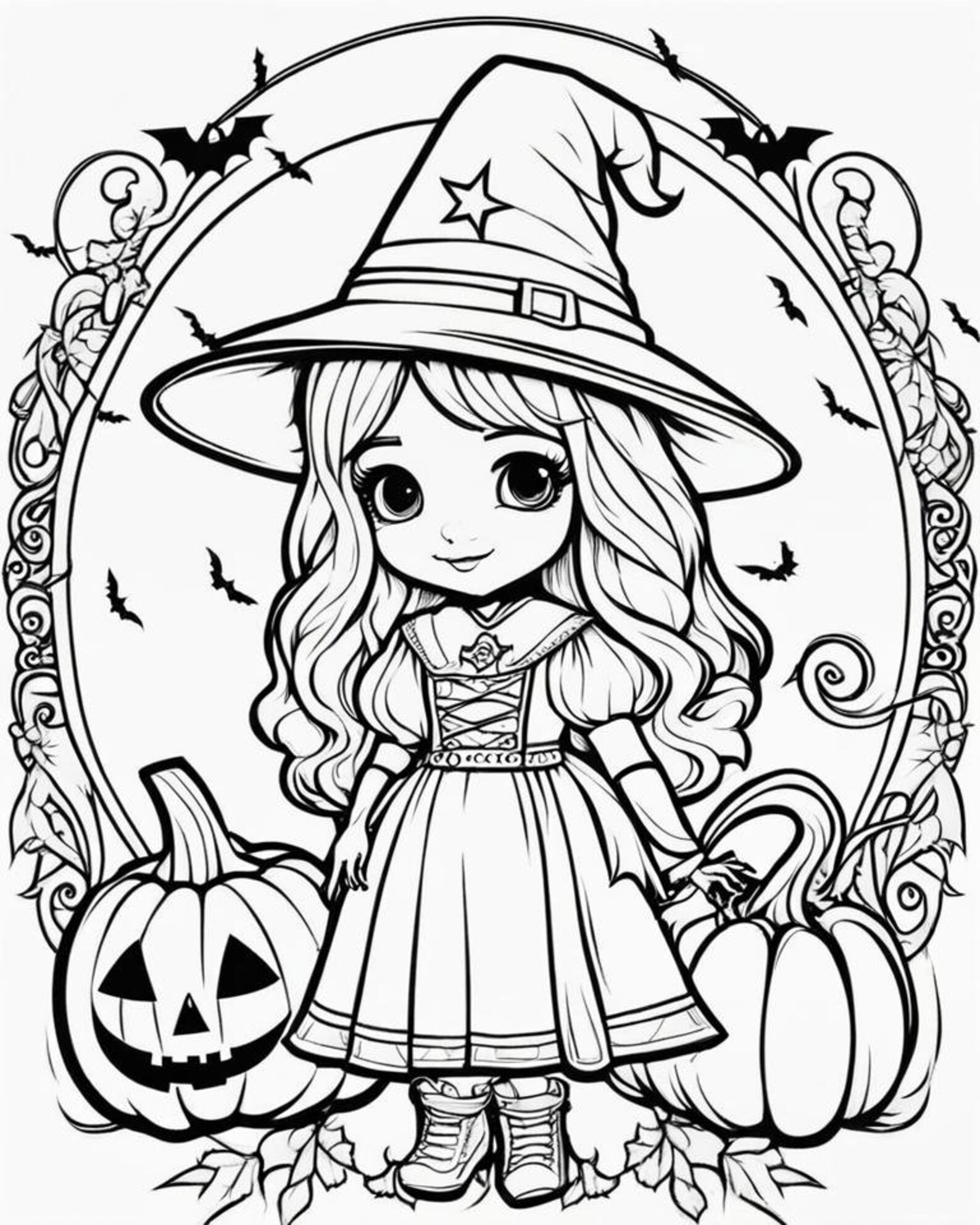 Cute Witch Coloring Pages a Whimsical Journey Into Magical Realism - Etsy