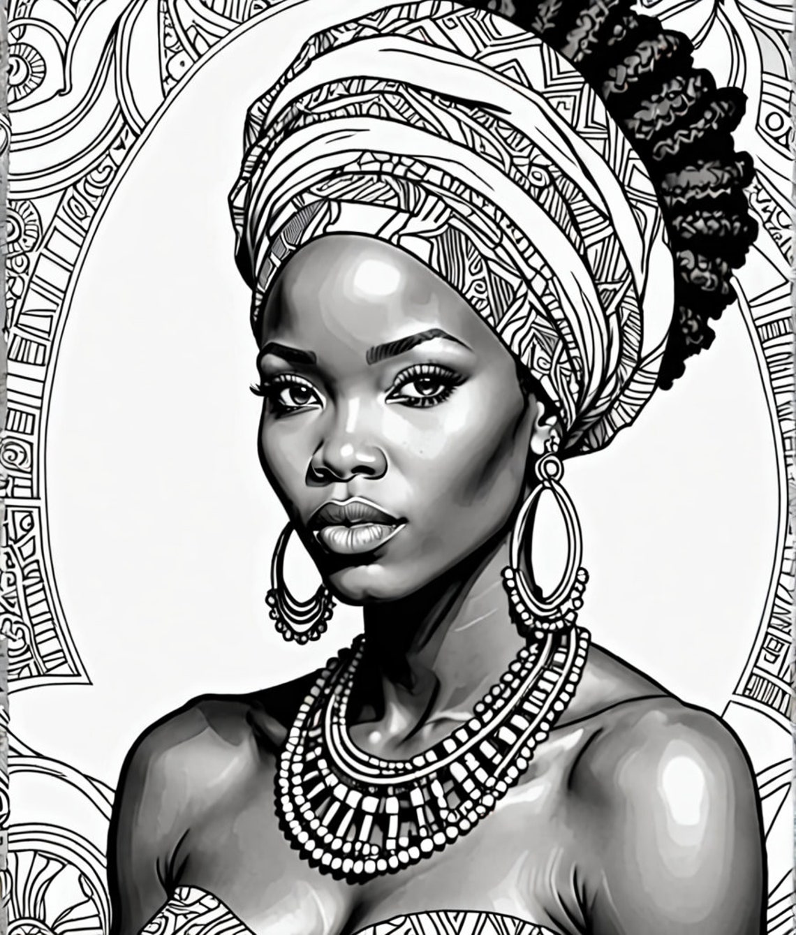 African Queen Coloring Pages Etsy