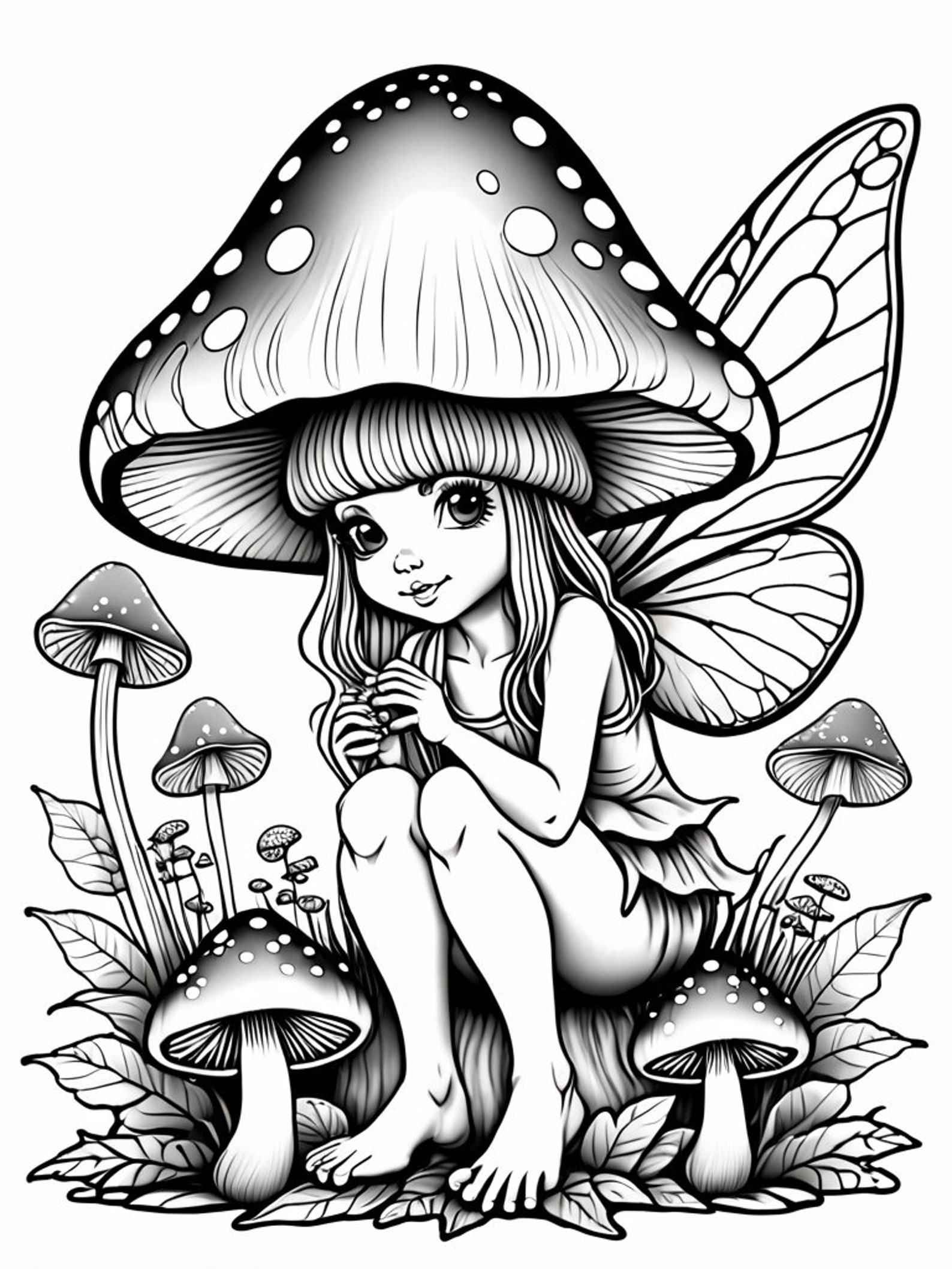 Enchanting Fairy and Mushroom Coloring Pages - Etsy