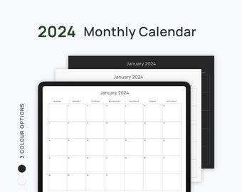 2024 Monthly Calendar List Planner Portrait View Digital Template ...