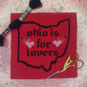 Ohio is for Lovers cross stitch pattern/emo cross stitch/Hawthorne heights/ modern cross stitch/digital download/ gothic valentines