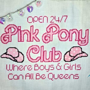 Pink Pony Club Cross Stitch Pattern/ Chappell Roan/Beginner Cross Stitch/Pink Aesthetic/Midwest Princess