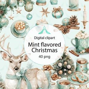 Mint flavored Christmas Clipart Pack – Festive Holiday Illustrations for Crafts, DIY, Cards & Decor | Instant Download