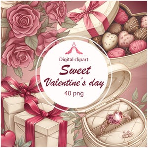 Zoete Valentijnsdag Clipart Pack – Feestelijke vakantieillustraties voor knutselen, doe-het-zelf, kaarten en decor | Direct downloaden