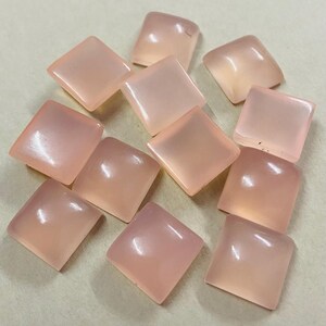 Natural Pink Chalcedony Square Cabochon Loose Calibrated Gemstone All Sizes Available