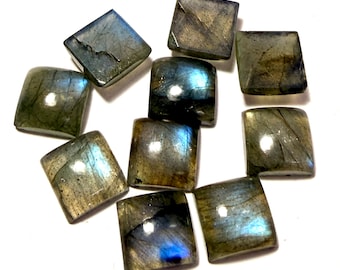 Natural Blue Flash Labradorite Square Cabochon, Calibrated Gemstone (5MM-15MM)