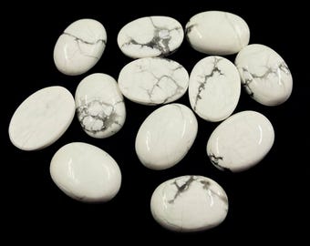 White Howlite Oval Cabochon Loose Handmade Gemstone Jewelry Making Stone (6x8MM-15x20MM)