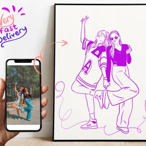 Personalized Faceless Couple Portrait: Custom Minimalist Line Art (Digital File)