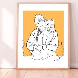 Custom Portrait Gift For Pet Owner, Personalized Dog Portrait, Drawing Pet, Simple Dog Sketch, Pet Line Art, Draw My Dog, Gift for Pet Owner