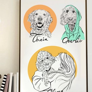 Custom Line Drawing Pet Portrait, Dog Portrait Custom Painting Digital, Pet Sketch From Photo, Line Art Illustration,  Cat Outline, Dog draw