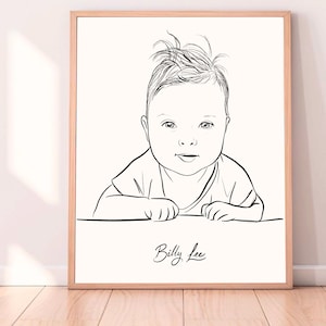 Retrato de niño personalizado, Dibujo de bebé personalizado, Retrato de niño, Retrato personalizado a partir de foto, Retrato personalizado de bebé, Regalo de retrato de bebé