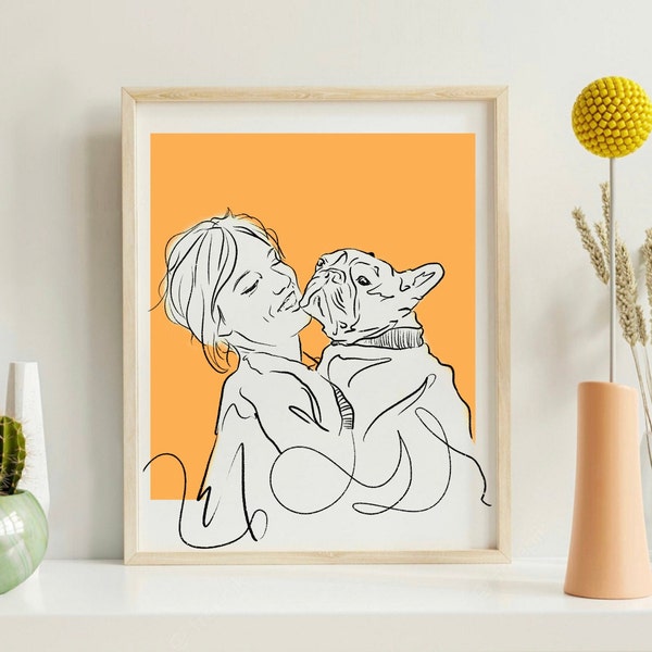 Personalized Pet One Line Drawing, Custom Pet Hand-drawn, Custom Pet Line Drawing From Photo, Minimalist personalized portrait gift pet