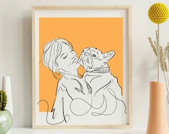 Custom Line Art Pet Portrait: Personalized Dog or Cat Drawing (Digital File)
