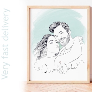 Personalized drawing gift, Custom line drawing, Family photo drawing, Drawing from photo, Pet draw, personalized portrait gift, Line  Art