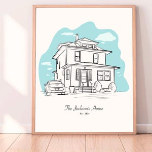 Custom house drawing, House drawing with one line, House drawing gift, Drawing of my new house, New home special gift drawing, House drawing