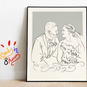 Minimalist Couple Portrait, Custom Couple Drawing, Portrait Photo Drawing, Drawing from Photo, One Line drawing, Couple Portrait gift