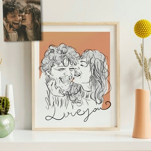 Anniversary Gift, Valentine's day gift, Draw a Picture of My Lover, Drawing Gift for Her, Unforgettable gift, Custom Couple portrait