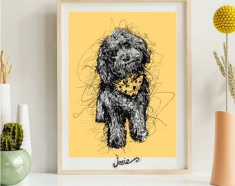 Detailed Pet Portrait Drawing: Custom Dog Memorial (Digital File)
